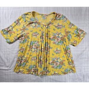 April Cornell Womens Top Popover Floral Pintuck Feminine Boho Cottagecore L